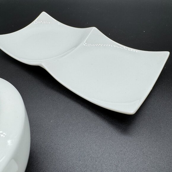 Stokes White Porcelain Sugar and Creamer 5 pces Set - Picture 6 of 9